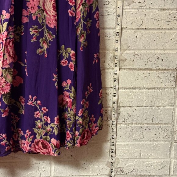 Vintage Chadwick’s Purple Floral Maxi Skirt | Cottagecore Boho Elastic Waist - Picture 4 of 10